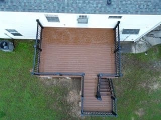 Elevated deck built by Arellano Construction, aerial view
